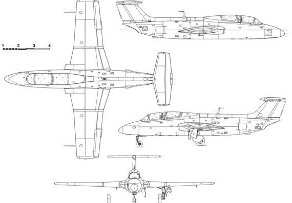 Самолет Aero L-29 Dolphin - чертежи, габариты, рисунки