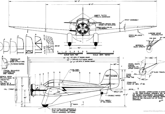 Самолет Aeronca LB - чертежи, габариты, рисунки