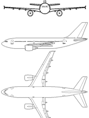 Airbus A310 aircraft - drawings, dimensions, figures