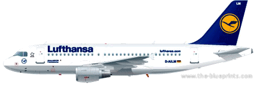 Самолет Airbus A319-100 - чертежи, габариты, рисунки