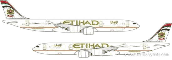 Самолет Airbus A340-500 - чертежи, габариты, рисунки