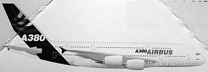 Самолет Airbus A380 - чертежи, габариты, рисунки
