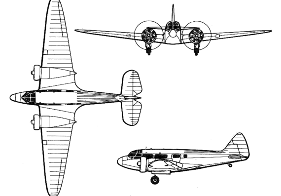 Самолет Airspeed Envoy - чертежи, габариты, рисунки