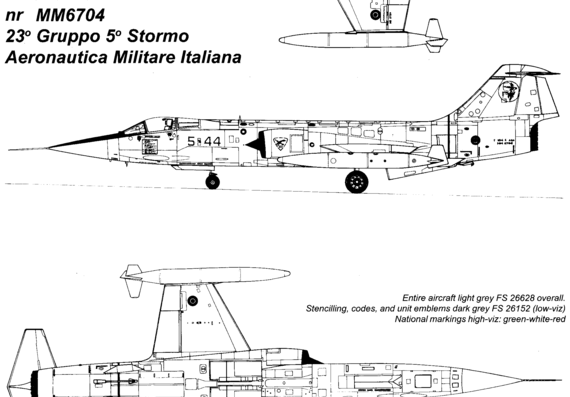 Самолет Alenia F-104S ASA - чертежи, габариты, рисунки