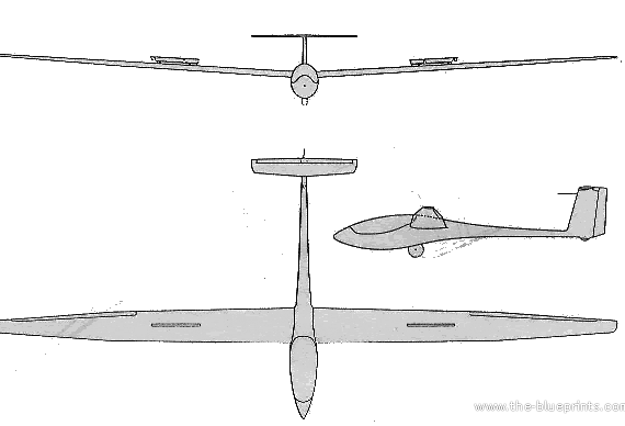 Самолет Alexander Schleicher ASW 24 - чертежи, габариты, рисунки
