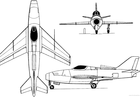 Самолет Ambrosini (Aerfer) Ariete (Italy) (1958) - чертежи, габариты, рисунки