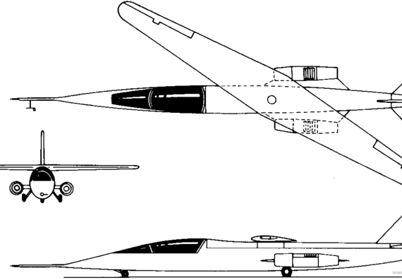 Самолет Ames-Dryden AD-1 (USA) (1979) - чертежи, габариты, рисунки