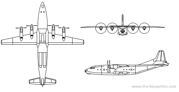Самолет Antonov An-12 Cub - чертежи, габариты, рисунки