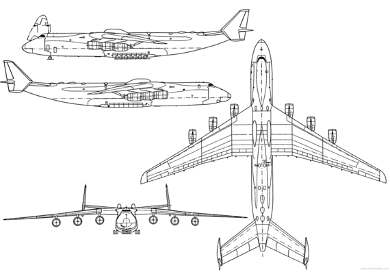 Самолет Antonov An-225 myria - чертежи, габариты, рисунки