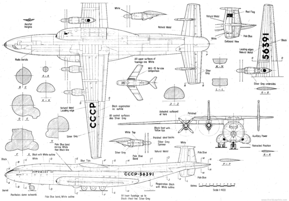 Самолет Antonov An-22 Antheus - чертежи, габариты, рисунки