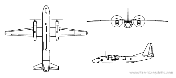 Самолет Antonov An-24 Coke - чертежи, габариты, рисунки