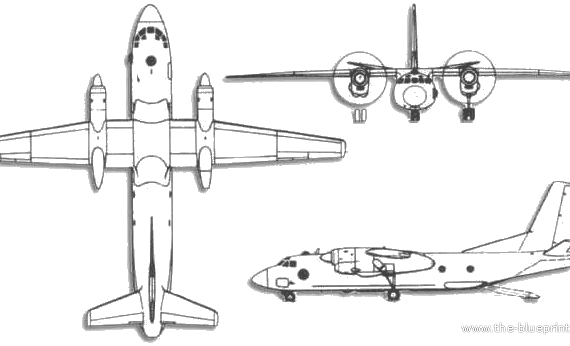 Самолет Antonov An-26 Curl - чертежи, габариты, рисунки
