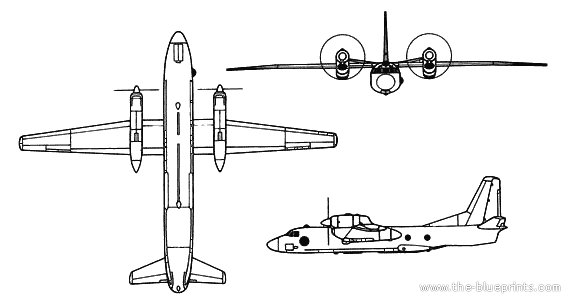Самолет Antonov An-32 Cline - чертежи, габариты, рисунки