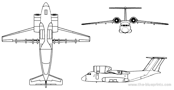 Самолет Antonov An-72 Coaler - чертежи, габариты, рисунки