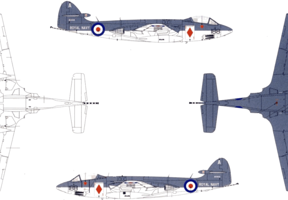 Самолет Armstrong Whitworth Sea Hawk FGA.6 - чертежи, габариты, рисунки