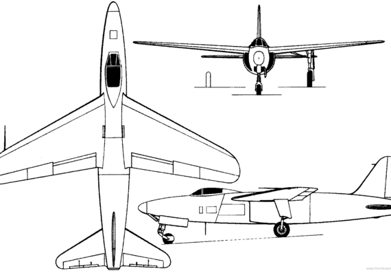 Самолет Arsenal VG 90 (France) (1949) - чертежи, габариты, рисунки