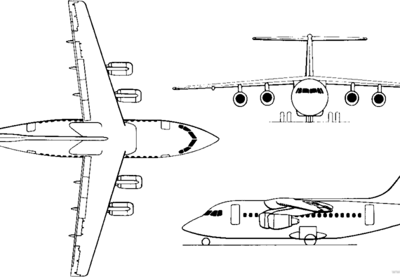 Самолет Avro/BAe 146 / Avro RJ70, RJ85, RJ100 (England) (1981) - чертежи, габариты, рисунки