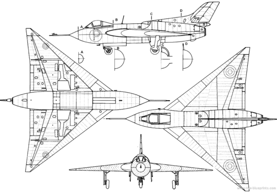 Самолет Avro 707 - чертежи, габариты, рисунки