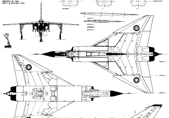 Самолет Avro Canada - CF-105 Avro Arrow - чертежи, габариты, рисунки