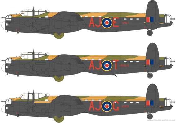 Avro Lancaster B.III aircraft - drawings, dimensions, figures