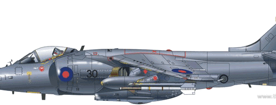 Самолет BAC Harrier FRS.1 - чертежи, габариты, рисунки