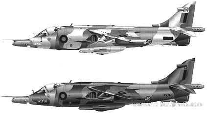 Самолет BAC Harrier GR.3 - чертежи, габариты, рисунки