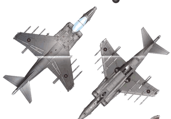 Самолет BAC Harrier GR.7 - чертежи, габариты, рисунки