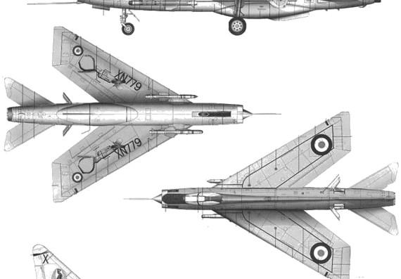 Самолет BAC Lightning F.1A - чертежи, габариты, рисунки