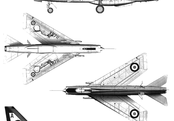 Самолет BAC Lightning F.3 - чертежи, габариты, рисунки
