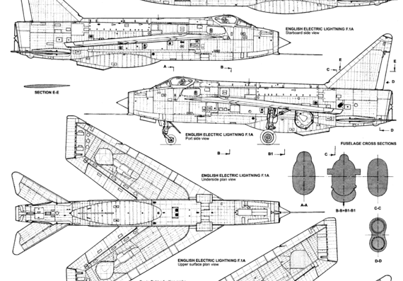 Самолет BAC Lightning F.Mk.1 - чертежи, габариты, рисунки