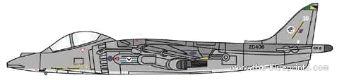 Самолет BAE Harrier GR.7 - чертежи, габариты, рисунки
