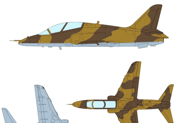 Самолет BAE Hawk Mk.61 - чертежи, габариты, рисунки