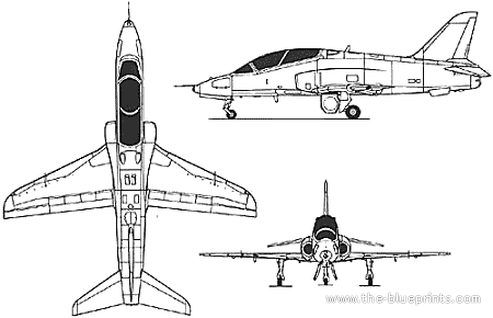 Самолет BAE Hawk T 1 - чертежи, габариты, рисунки
