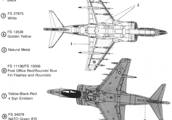 Самолет BAe-McDonnell-Douglass Harrier GR.7 - чертежи, габариты, рисунки