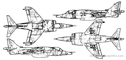 Самолет BAe Harrier GR.3 - чертежи, габариты, рисунки