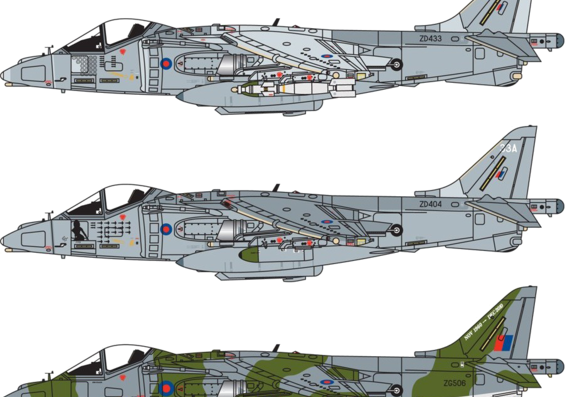 Самолет BAe Harrier GR.7A - чертежи, габариты, рисунки