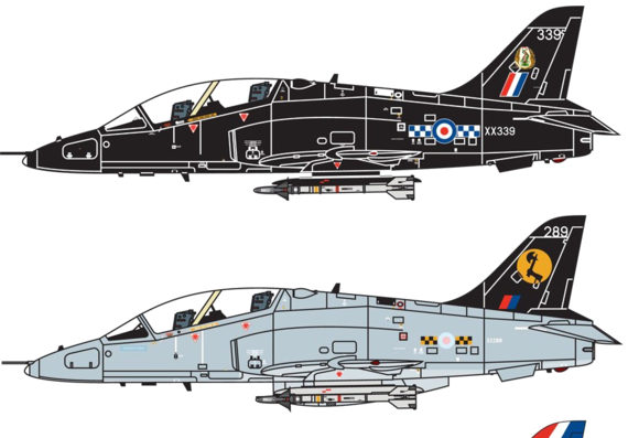 Самолет BAe Hawk T.1 - чертежи, габариты, рисунки