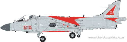 Самолет BAe Sea Harrier FA2 - чертежи, габариты, рисунки