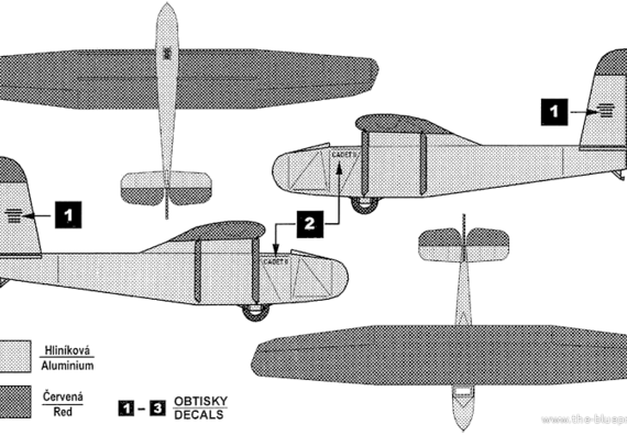 Самолет Baker-McMillen Cadet II Sailplane - чертежи, габариты, рисунки