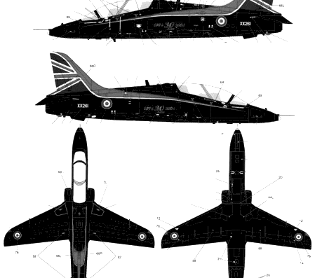 Самолет Bea Hawk T1A - чертежи, габариты, рисунки