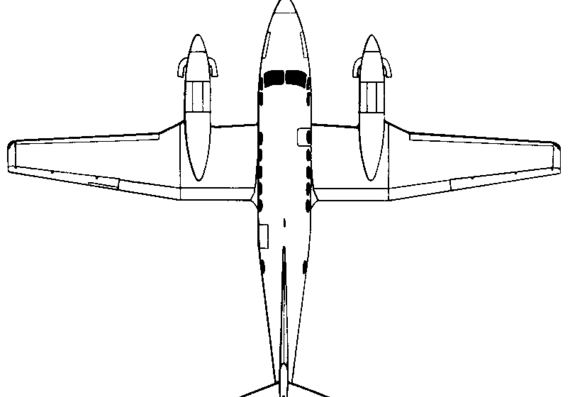 Самолет Beech Model 200 Super King Air / C-12 (USA) (1972) - чертежи, габариты, рисунки