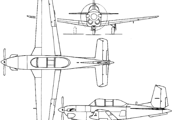 Beech Model 45 Mentor/T-34 (USA) (1948) - drawings, dimensions, figures