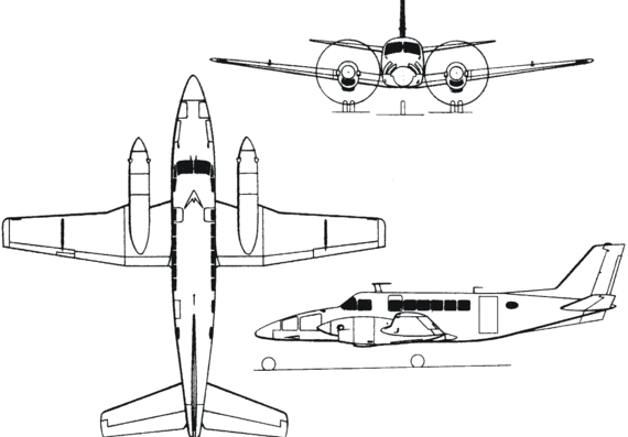 Самолет Beech Model 99 Airliner (USA) (1966) - чертежи, габариты, рисунки