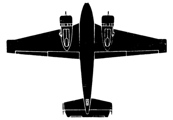 Самолет Beech Super 18 - чертежи, габариты, рисунки