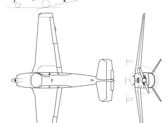Самолет Beechcraft Bonanza V35B - чертежи, габариты, рисунки