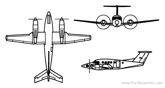 Самолет Beechcraft C-12 Super King Air - чертежи, габариты, рисунки