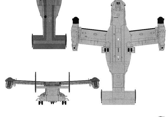 Самолет Bell-Boeing MV-22B Osprey - чертежи, габариты, рисунки
