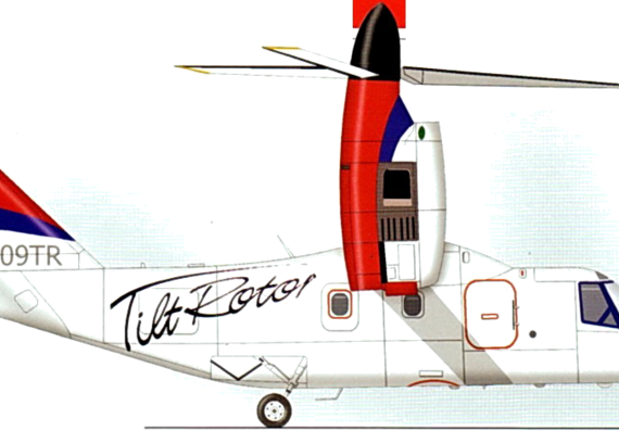 Самолет Bell Agosta BA-609 - чертежи, габариты, рисунки