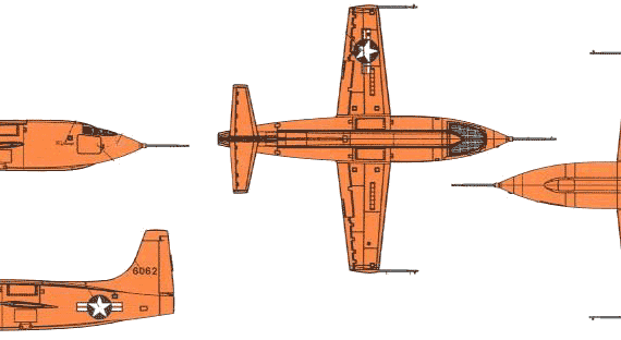 Самолет Bell X-1 (1947) - чертежи, габариты, рисунки