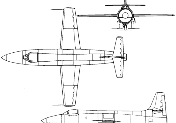 Самолет Bell X-1 (USA) (1946) - чертежи, габариты, рисунки
